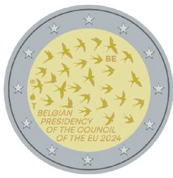 2 Euromunt van België uit 2024 met het motief Voorzitterschap Europese Unie
