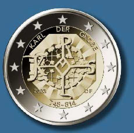 2 Euromunt van Duitsland uit 2023 met het motief 1275ste geboortedag van Karel de Grote