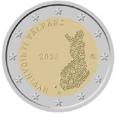 2 Euromunt van Finland uit 2023 met het motief sociale en gezondheidsdiensten