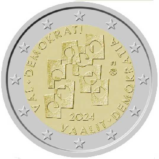 2 Euromunt van Finland uit 2024 met het motief Verkiezingen en democratie 