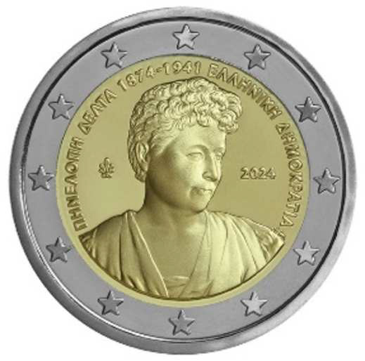 2 Euromunt van Griekenland uit 2024 met het motief 150e geboortedag van Penelope Delta