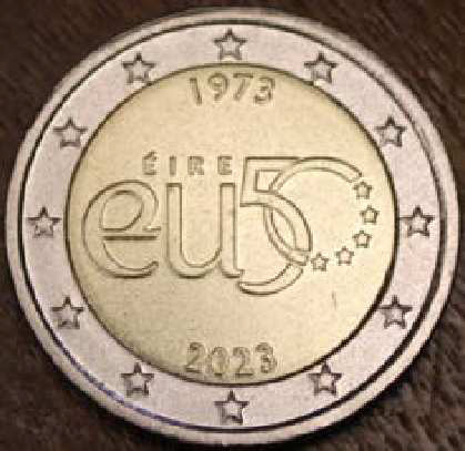 2 Euromunt van Ierland uit 2023 met het motief 50-jarig lidmaatschap van de EU