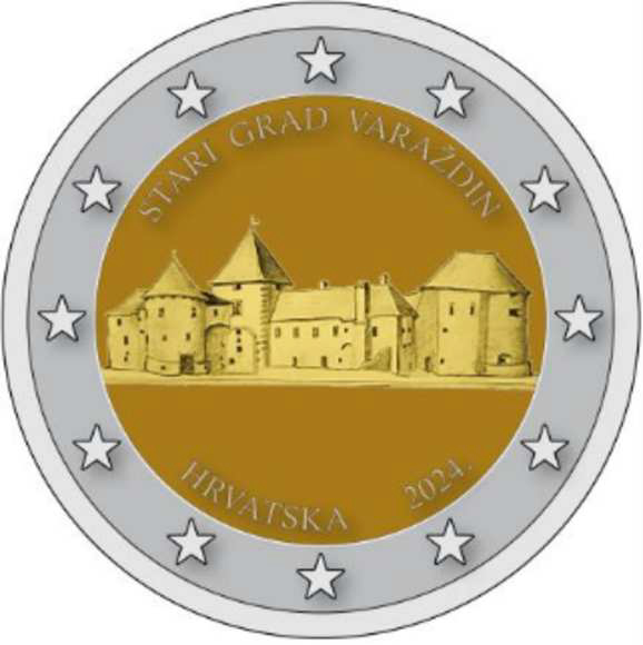 2 Euromunt van Kroatië uit 2024 met het motief Varaždin