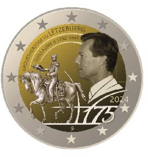 2 Euromunt van Luyemburg uit 2024 met het motief 175e sterfdag van groothertog Guillaume II