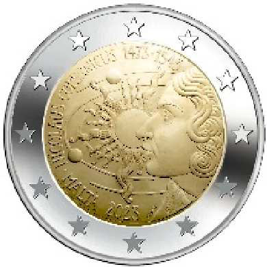 2 Euromunt van Malta uit 2023 met het motief 550 verjaardag van Nicolaus Copernicus