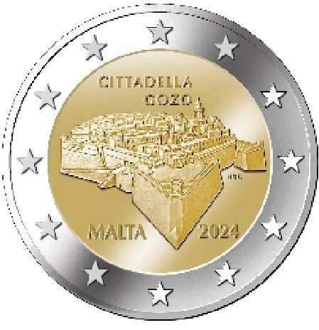 2 Euromunt van Malta uit 2024 met het motief Cittadella Gozo