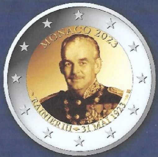 2 Euromunt van Monaco uit 2023 met het motief 100ste verjaardag van vorst Reinier III