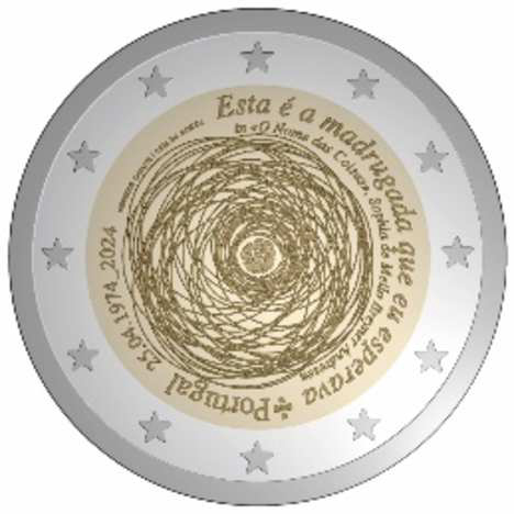 2 Euromunt van Portugal uit 2024 met het motief 50 jaar revolutie van 25 april 1974