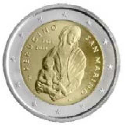 2 Euromunt van San Marino uit 2023 met het motief 500ste sterfdag van Pietro Perugino