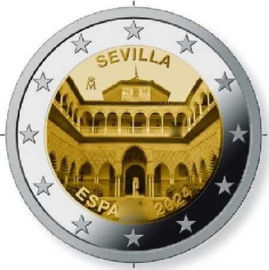 2 Euromunt van Spanje uit 2024 met het motief Unesco-werelderfgoed Sevilla