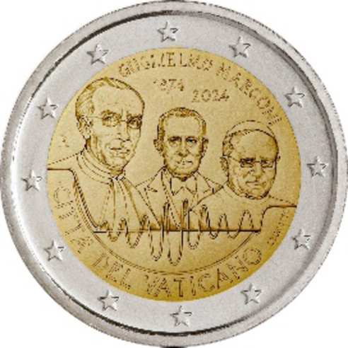 2 Euromunt van Vaticaanstad uit 2024 met het motief 150e verjaardag van Guglielmo Marconi
